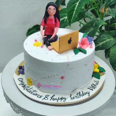 #saundhibakery #eggless #whippedcreamcake #semifondantcake #pineapplecake #workpromotion #birthdaycake #applelaptops #flowers #handmadecaketoppers #cake #nocakepremix #cakefromscratch #Amanora #futuretowers #punebaker Promotion Cake Ideas, Simple Fondant Cake, Promotion Cake, Work Promotion, Simple Cake Designs, Idea Birthday, Simple Cake, Pineapple Cake, Apple Laptop