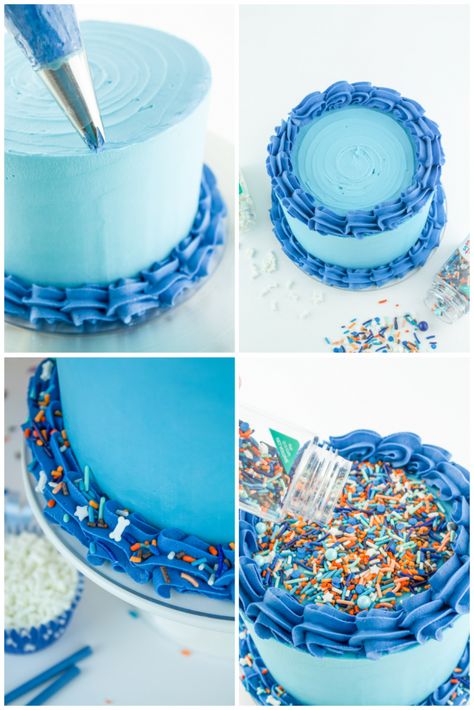 Bluey Cake Sprinkles, Bluey Cake Ideas Smash Cake, How To Make A Bluey Birthday Cake, Blue Cake Recipe, Bluey Cake Tutorial, Bluey Themed Smash Cake, Bluey Bingo Birthday Party Cake, Diy Bluey Cake Topper, Easy Bluey Cake Ideas