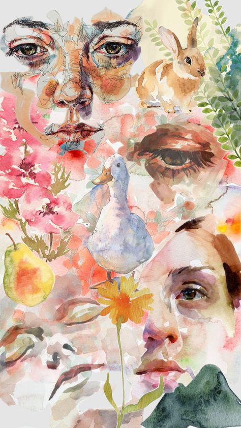 #watercolor Eyes Moodboard, Watercolour Eyes, Watercolour Aesthetic, Famous Watercolor Artists, Surreal Watercolor, Watercolour Collage, Expressive Watercolor, Watercolor Collage, Watercolor Aesthetic