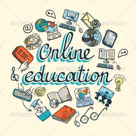 Online Education Icon Sketch Science Sketch, Computer Sketch, E-learning Design, Education Poster Design, Student Cartoon, Education Icon, Vector Graphics Design, Infographic Design Inspiration, Learning Projects