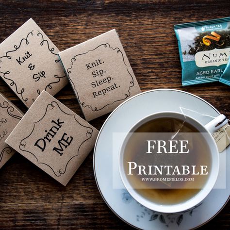 FREE Printable Tea Wrapper Knitted Gift Ideas, Tea Gift Tags, Knitted Gifts, Tea Tag, Retreat Gifts, Tea Crafts, Alice Tea Party, Free Vintage Printables, Labels Printables Free