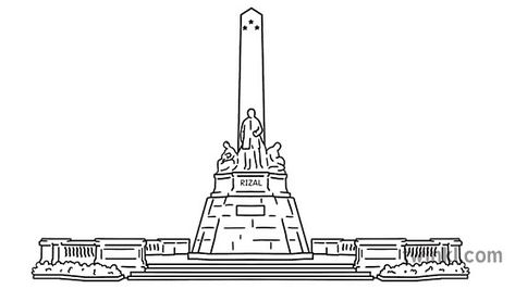 Rizal Park Drawing, Jose Rizal Drawing Easy, Jose Rizal Drawing, Jose Rizal Sketch, Rizal Monument, Luneta Park, Park Sketch, Park Drawing, Rizal Park