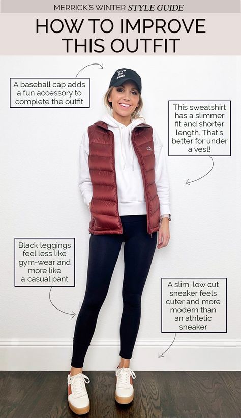 Puffer Vest Outfits: The Winter Style Guide | Merrick's Art Winter Vest Outfits, Puffer Vest Outfits, Puffy Vest Outfit, Vest Outfit Women, Puffer Outfit, Puffer Vest Outfit, Winter Style Guide, Vest Outfits For Women, Walking Outfits