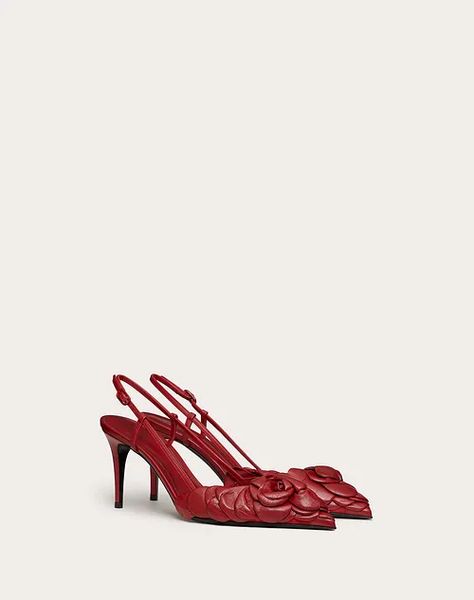 valentino garavani valentino garavani atelier shoes 03 rose edition slingback pump 80 mm - woman - pumps Orange Heels, Valentino Garavani Shoes, Luxury Crossbody, Valentino Women, Designer Pumps, Cat Walk, Patent Leather Pumps, Hot Shoes, Slingback Pump