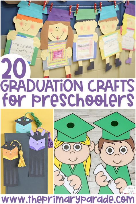 preschool graduation crafts Preschool Culmination Ideas, Prek Graduation Craft Ideas, Kindergarten Graduation Keepsake Ideas, Graduation From Preschool, Graduation Arts And Crafts For Preschool, Prek Graduation Craft, Preschool Graduation Crafts Pre K, Preschool Graduation Games, Moving Up Ceremony Preschool Decorations