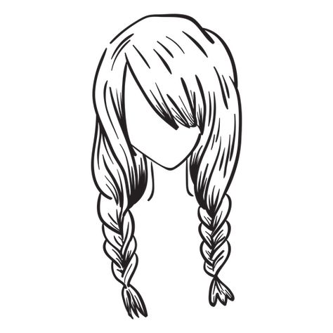 Double french braids hair hand drawn #AD , #AFFILIATE, #SPONSORED, #braids, #drawn, #hand, #french Braids Hairstyles Drawing Reference, Anime Braids Reference, French Braid Art Reference, Cartoon Braided Hair, Anime Braided Hair Drawing, Braided Pigtails Drawing, Drawn Braids, How To Draw French Braids, Two Braids Drawing