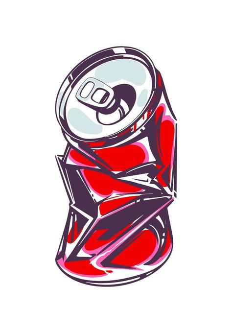 Empty wrinkled soda can, sketch. Soda Can Drawing, Crushed Can, Can Drawing, Fuze Tea, Can Sketch, Sinking Ship, Soda Can Art, Valentines Day Poster, Can Lids