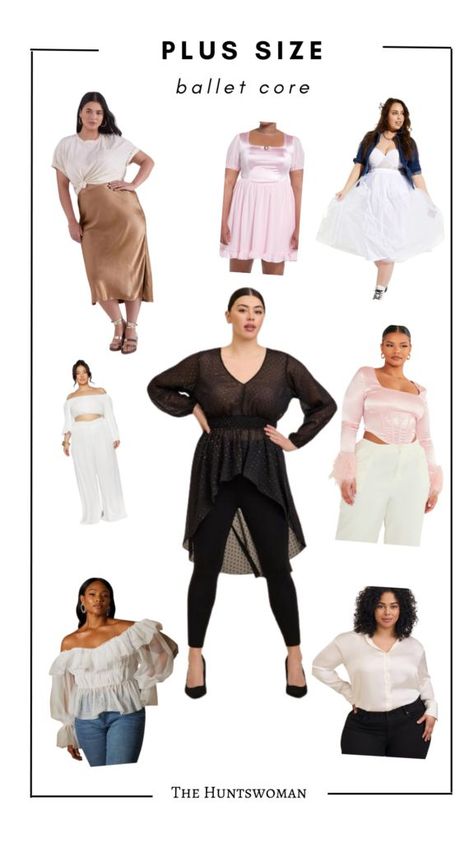 Collage of different plus size ballet core outfit ideas 19th Birthday Ideas Outfits, Fashion For Chubby Ladies, Clothing Black Women, Ballet Core Outfits, Plus Size Ballet, Birthday Ideas Outfits, Plus Size Boho Clothing, 19th Birthday Ideas, Ballet Core Aesthetic