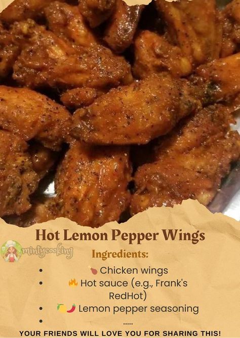 Chicken Wings Hot Sauce, Hot Lemon Pepper Wings, Franks Red Hot Sauce, Lemon Pepper Chicken Breast, Lemon Pepper Wings, Pepper Seasoning, Franks Red Hot, Lemon Pepper Seasoning, Lemon Pepper Chicken