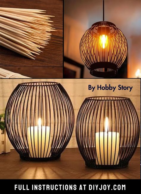 This lampshade is just one of the most beautiful things you can do with bamboo sticks! Diy Bamboo Sticks Crafts, Bamboo Sticks Crafts, Chopstick Crafts, Bamboo Skewers Diy, Bamboo Skewer Crafts, Bamboo Sticks Decor, Skewer Crafts, Chopsticks Crafts, Diy Lampshade