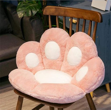 IPENNY Reversible Paw/Flower Seat Cushion Plush Pillow Seat Patio Armchair Seat Support Small Pet Bed Tatami Floor Cushion Pain Relief Chair Cushions Paw Print Pillow, Soft Paws, Plush Chair, Pink Paws, Paw Design, Plush Sofa, Lazy Sofa, Cat Paw, Flower Pillow