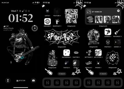 Layout Phone, Home Screen Layout, Spider Punk, Iphone Home Screen, Ios App Iphone, Retro Wallpaper Iphone, Backgrounds Iphone, Iphone Home Screen Layout, Screen Layout