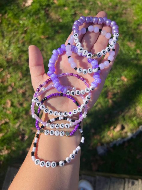 10 guts/sour inspired mystery bracelet bundle! Diy Olivia Rodrigo Merch, Guts Tour Bracelet Ideas, Guts Bracelet Ideas, Guts Friendship Bracelet, Guts Tour Bracelets, Sour Bracelets Olivia Rodrigo, Olivia Rodrigo Inspired Bracelets, Oliva Rodrigo Bracelet, Olivia Rodrigo Bracelets