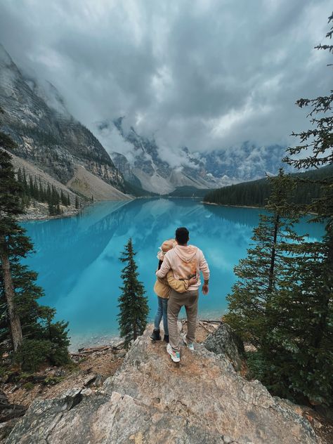 aesthetic couple photos • banff, Alberta, canada Bariloche, Canada Couple Photos, Banff Couple Photos, Canada Pictures Instagram, Banff Poses, Banff Canada Aesthetic, Couple Trip Aesthetic, Alberta Aesthetic, Traveling Couple Aesthetic