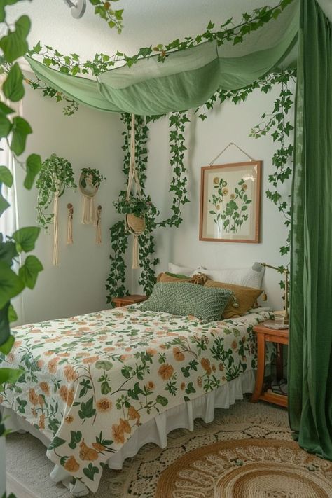 Bedroom Vines Ideas, Goblin Core Bedroom, Vines In Bedroom, Room London, Nyc Apartment, Girls Room Decor, Boho Bedroom, New Room, Girl Room