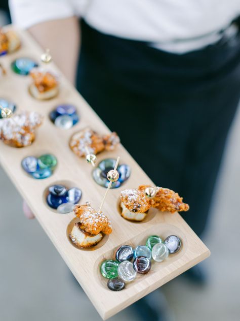 Creative Catering Trays We Love From Recent Events | BizBash Creative Catering, Catering Trays, Catering Design, Heart Shaped Chocolate, Mini Milk, Chips Brands, Lamb Shanks, Tech Company, Milk Crates