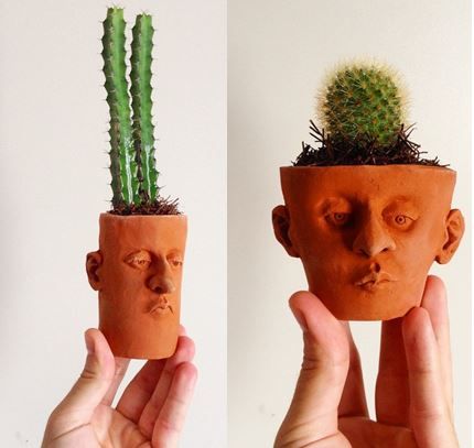 headplanter Indoor Cactus Plants, Face Plant Pot, Indoor Cactus, Face Planters, Cactus Plant, Decoration Inspiration, Pottery Designs, Plant Pots, Clay Ceramics