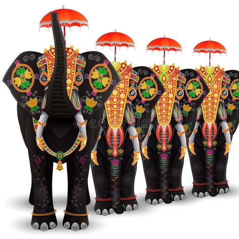 Decorated Elephant of South India stock illustration Indian Elephant Illustration, Decorated Elephant, Elephant Illustration, Photoshop Backgrounds Free, Flower Shower Curtain, Indian Elephant, Holiday Flower, Elephant Decor, Banner Printing