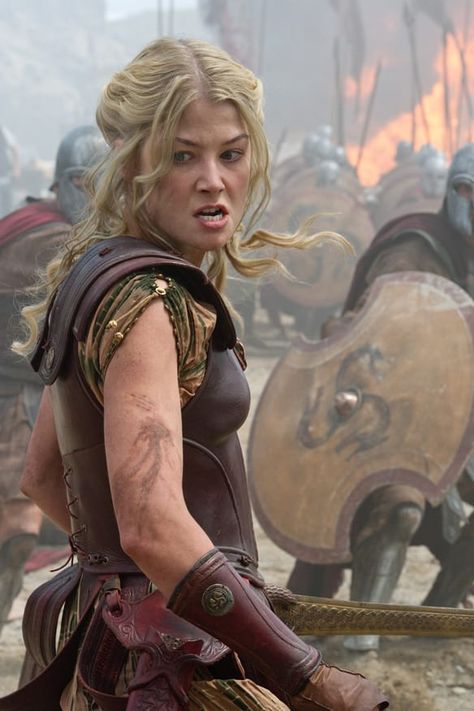 Rosamund Pike in 'Wrath of the Titans.' Wrath Of The Titans, Clash Of The Titans, Female Armor, Heroic Fantasy, Rosamund Pike, The Titans, Female Knight, Liam Neeson, Gone Girl