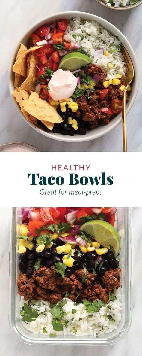 Healthy Beef Taco Bowl, Paleo Bowls Dinners, Best Bowls Recipe, Healthy Lunch Ideas Mexican, Meal Prep 2 Weeks, Easy Beef Bowls, Healthy Ground Beef Taco Bowls, Beef And Veggie Bowl, Fiesta Bowl Recipe Healthy