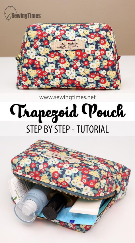 Zipper Makeup Bag, Zippered Box Pouch Tutorial Free Pattern, Sew Cosmetic Bag Pattern, Quilted Cosmetic Bag Pattern, Cosmetic Bags To Sew, Large Cosmetic Bag Pattern Free, Box Makeup Bag Pattern, Free Cosmetic Bag Pattern, Toilet Bag Diy