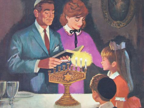 Hanukkah Classroom Posters, Hanukkah Pictures, Vintage Hanukkah, Vintage Classroom, Retro Holiday, Jewish Holiday, Vintage Silverware, Vintage School, Happy Hanukkah