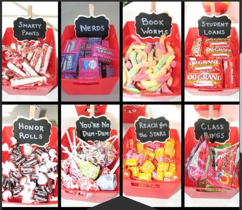 Graduation Candy Bar Ideas Candy Bars Ideas, Grad Party Candy, Candy Buffet Graduation Party, Board Games Party, Candy Buffet Ideas, Graduation Snacks, Bars Ideas, Graduation Candy Buffet, Graduation Party Pictures