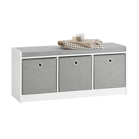 SoBuy® 3 Baskets Hallway Bedroom Storage Bench with Seat Cushion, Shoe Bench Shoe Rack Shoe Cabinet, FSR65-DG : Amazon.co.uk: Home & Kitchen Bedroom Storage Bench, Modern Storage Bench, Hallway Storage Bench, Storage Bench Bedroom, Entryway Bench Storage, Hallway Bedroom, Hallway Storage, Shoe Bench, Coat Rack Wall