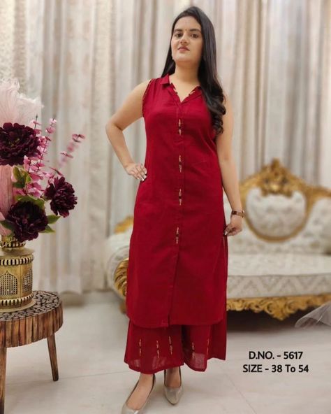 ₹799  ⭐ *D.NO. -  5617*  👗 *Beautiful Pure Cotton Flex (khadi) Best Quality fabric, Long Kurti (length - 45”) With Full Hand Adda Work & Both Side Pockets + Pure Cotton Flex (khadi) Fabric Palazzo With Hand Adda Work* 👗  *Note :- Half Sleeves Fabric Attatched Inside*  ⭐Size: *M/38, L/40, XL/42, XXL/44, XXXL/46, 4XL/48, 5XL/50, 6xl/52, 7xl/54*   🤩Price : *799/- Free Shipping ( 38 To 44 Size)* 🤩  😍 *Price : 899/- Free Shipping ( 46 To 54 Size)* 😍  *COD Available :- 100/- payment Advance*... Khadi Fabric, Kurtis Design, Cotton Tops Designs, Stylish Kurtis, Stylish Kurtis Design, Long Kurti, Designer Kurtis, Top Design, Cotton Top