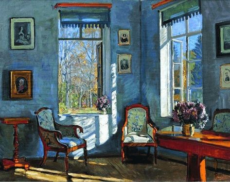 Through The Window Painting, Painting Of Room, Painting Of A Room, Barnett Newman, Interior Paintings, Blue Room, Edward Hopper, Bathroom Windows, 수채화 그림