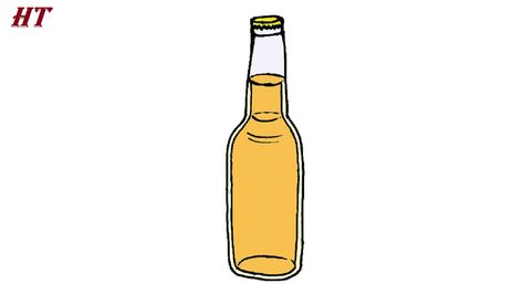 Bottle Drawing Easy, Beer Bottle Drawing, Beer Drawing, Bottle Drawing, Drawing Tutorials For Beginners, Easy Drawing Tutorial, Drawing Simple, Drawing Tutorial Easy, Drawing For Beginners