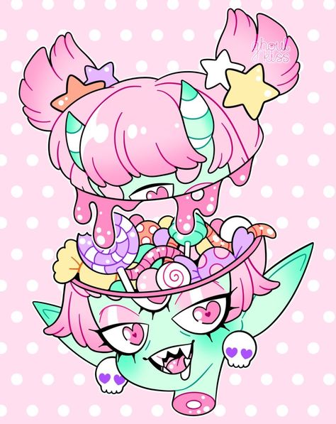 Candy Gore, Sweet Thoughts, Pastel Goth Art, Art Folder, Goth Art, Creepy Art, Character Design Animation, Art Base, Kawaii Art