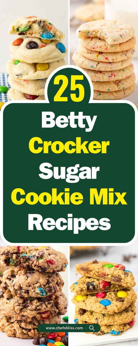 25+ Easy Betty Crocker Sugar Cookie Mix Recipes for Every Occasion! Betty Crocker Christmas Cookies, Betty Crocker Cookie Mix Recipes Ideas, Betty Crocker Cookie Mix Recipes, Easy M M Cookies Recipe, Sugar Cookie Add Ins, Candy Cookie Recipes, Recipes With Sugar Cookie Mix Baking, Recipes Using Sugar Cookie Dough, Recipes With Sugar Cookie Mix