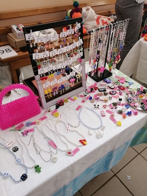 Jewelry Vendor Display, Craft Fair Vendor, Jewelry Booth, Craft Market Display, Diy Jewelry Set, Jewelry Vendor, Bracelet Stand, Craft Booth Displays, Preppy Jewelry