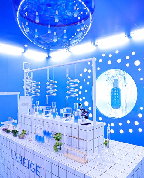 25 years later, Laneige's bestselling Water Bank range gets even better | Buro 24/7 MALAYSIA Skincare Booth, Event Booth Design, 25 Years Later, Laboratory Design, Lab Design, Event Booth, Innovation Lab, Bubble Machine, Pop Display