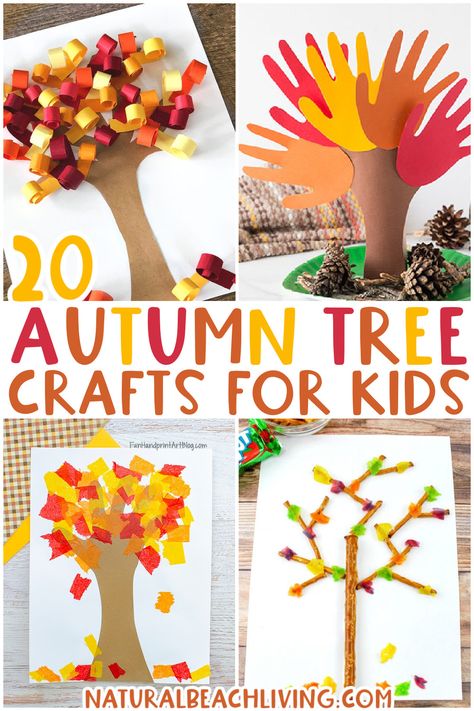 20+ Fall Tree Crafts for Kids - Natural Beach Living Autumn Tree Craft Preschool, Fall Tree Craft Kindergarten, Fall Art Projects 1st Grade, Easy Thanksgiving Art Projects For Kids, Fall Tree Crafts For Toddlers, Fall Tree Art Preschool, Fall Tree Painting For Kids, Autumn Tree Art For Kids, Fall Tree Preschool Craft