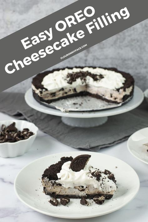 Cheesecake Filling Recipe, Oreo Cheesecake Filling, Cheesecake With Whipped Cream, No Bake Oreo Cheesecake, Dessert From Scratch, Oreo Cookie Crust, Baked Cheesecake Recipe, Easy Cheesecake Recipes, Cheesecake Filling