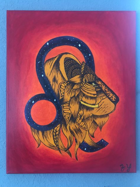 Leo Canvas Painting, Leo Painting, Acrylic Painting Ideas, Painting Ideas, Art Work, Acrylic Painting, Canvas Painting, Arts And Crafts, Paintings