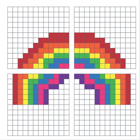 Pixel Quilt Patterns Free, Rainbow Quilts Ideas Free Pattern, Rainbow Cross Stitch Pattern Free, Rainbow Quilts Ideas, Rainbow Quilt Patterns, Pixelated Quilt, Rainbow Pixel Art, Pride Quilt, Pixel Rainbow