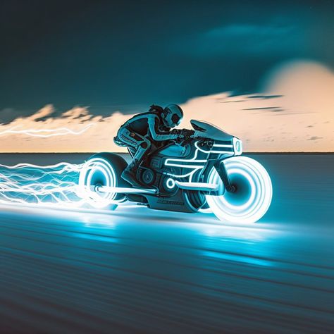 Tron Motorcycle, Caricature Ideas, Stem Poster, Tron Light Cycle, Salt Plains, Tron Bike, Stem Posters, City Vehicles, Light Cycle