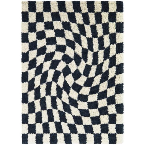 Wrought Studio Charlon Performance Sage/Dark Blue Rug & Reviews | Wayfair Game Room Rugs Man Cave, Checkered Rug Room Aesthetic, Wavy Checkered Rug, Area Rug For Boys Room, Rugs For Guys Room, Boy Room Rugs, Vans Rug, Bedroom Rug Aesthetic, Cool Bedroom Rugs