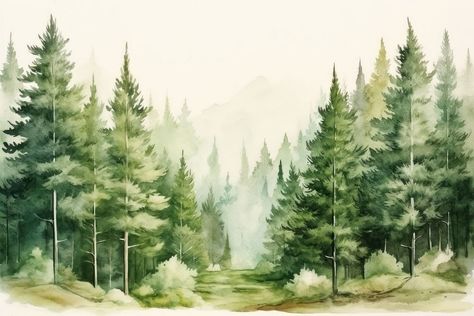 Forest backgrounds landscape outdoors. AI generated Image by rawpixel. | premium image by rawpixel.com / Aum Forest Painting Landscape, Watercolor Forest Background, Forest Art Background, Forest Background Landscape, Forest Background Drawing, Pine Painting, Forest Reference, Pine Tree Illustration, Watercolour Forest