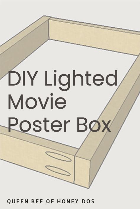 How to build a lighted movie poster box just like the ones from the theater! #woodworking #home #theater #media #room #diy #mancave Diy Cinema Sign, Lighted Poster Boxes, Diy Lightbox Sign, Light Up Poster Diy, Lighted Movie Poster Frame Diy, Movie Poster Light Box Diy, Light Up Poster, Diy Movie Poster Frame, Led Movie Poster Frame