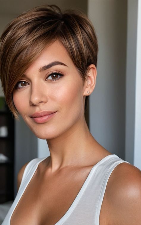 17 Honey Brown Hair Ideas For A Fresh Look - Best Review Brown Hair Ideas, Headbands For Short Hair, Longer Pixie Haircut, Wavy Bob Haircuts, Honey Brown Hair, Long Face Hairstyles, Short Hairdos, Short Hair Pixie Cuts, Hairdos For Short Hair