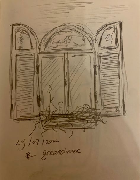 Sketches To Hang On Wall, How To Draw A Balcony, Aesthetic Window Painting, Cute Window Drawing, Drawing In Class Sketch, Window Aesthetic Drawing, How To Draw A Window, Easy Pen Drawings Doodles, Window Drawing Reference