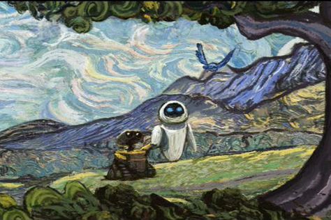 Walle - Van gogh Pixar Theory, Walle Y Eva, Art Of The Title, Wall E Eve, Van Wall, Wall E, Pixar Movies, After Life, Visual Representation