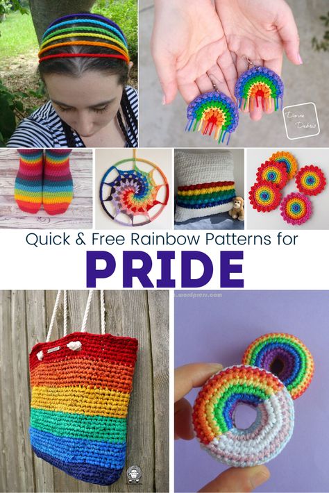 Crochet Pride Accessories, Diy Pride Crafts Easy, Pride Diy Ideas, Free Pride Crochet Patterns, Queer Crochet Patterns, Pride Knitting Patterns, Pride Month Crochet Ideas, Rainbow Crochet Projects, Lgbtq Crochet Patterns