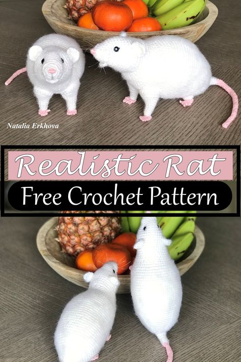 Realistic Rat Crochet Rat Clothing, Rat Sweater Crochet Pattern, Crochet Animals Realistic, Crochet Rat Amigurumi Free Pattern, Free Rat Crochet Pattern, Rat Plush Sewing Pattern, Rat Crochet Pattern Free, Rat Sewing Pattern, Weird Amigurumi