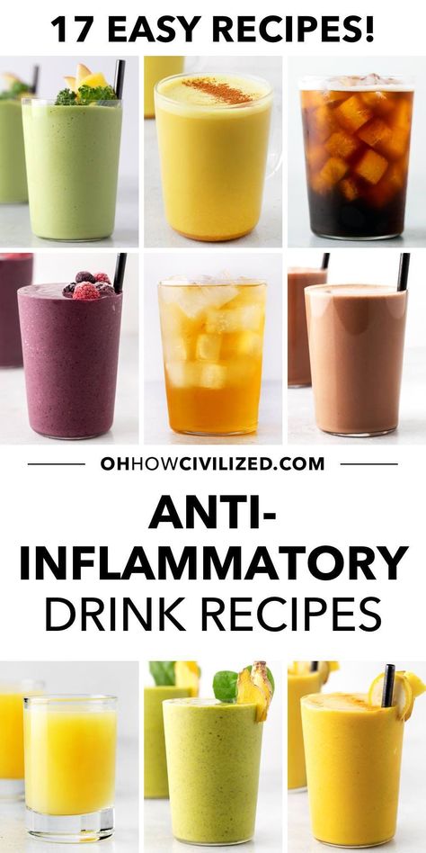 From tea to smoothies, these anti-inflammatory drinks are so easy to make. Each one will protect your cells and reduce the risk of disease. #antiinflammatory #healthydrinks #antiinflammatorydrinks Inflammatory Drinks, Homemade Tea Recipes, Hot Tea Recipes, Peanut Butter Protein Shake, Breakfast Drinks, Easy Teas, Tea Drink Recipes, Turmeric Smoothie, Lower Inflammation