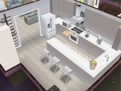 Modern Kitchen Design Sims 4, Sims Mobile Kitchen Ideas, Sims 4 Minimalist Kitchen, Sims Freeplay Kitchen Ideas, Sims Freeplay Room Ideas, Sims Freeplay Bedroom Ideas, Sims 4 Kitchen Ideas Base Game, The Sims Freeplay Houses Ideas Design, Sims Kitchen Ideas